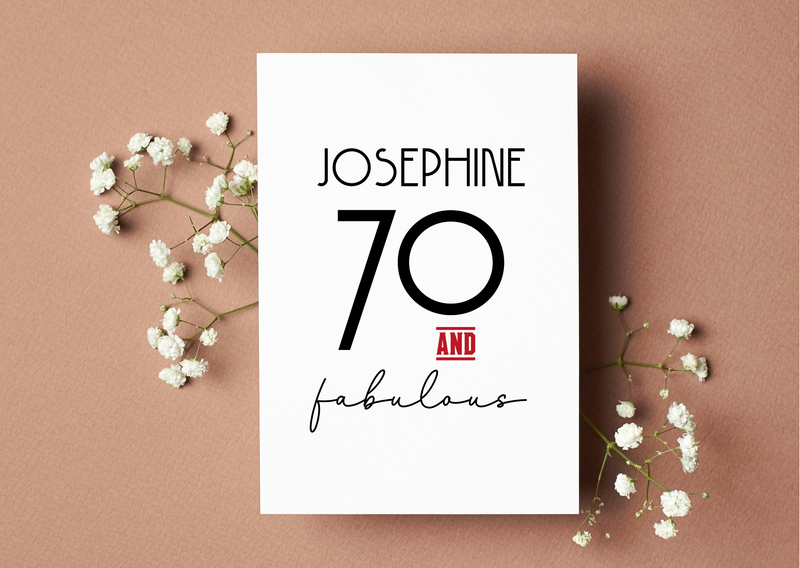 Personalised 70 & Fabulous Birthday Card