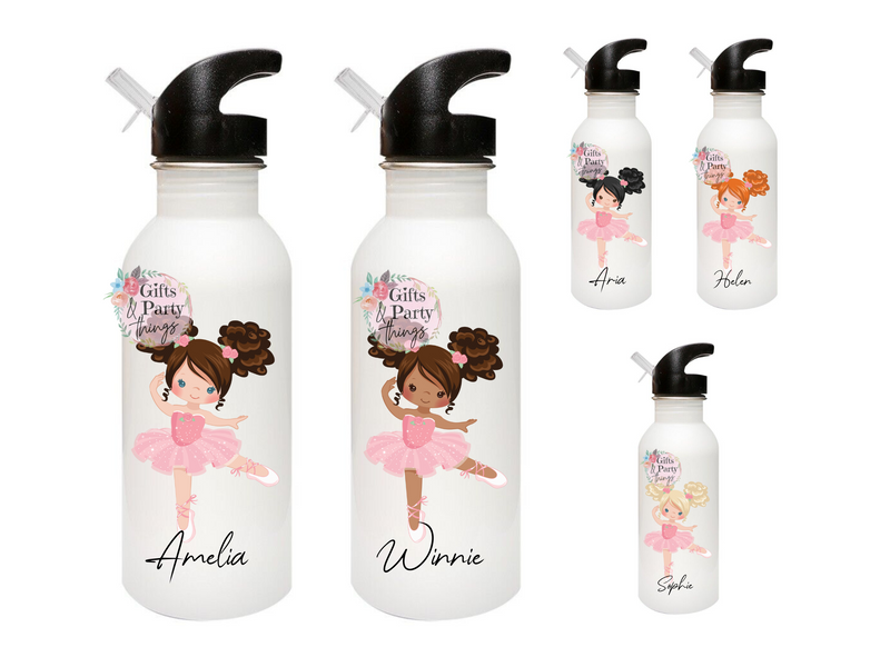 Personalised Ballerina Water Bottle with Straw