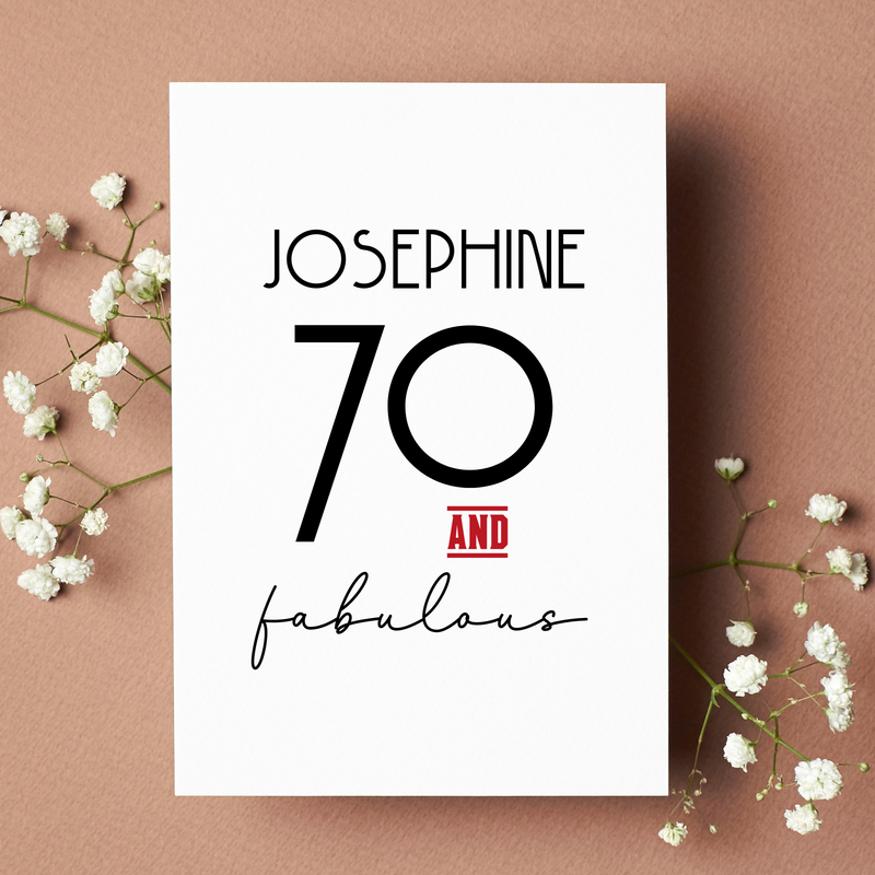 Personalised 70 & Fabulous Birthday Card