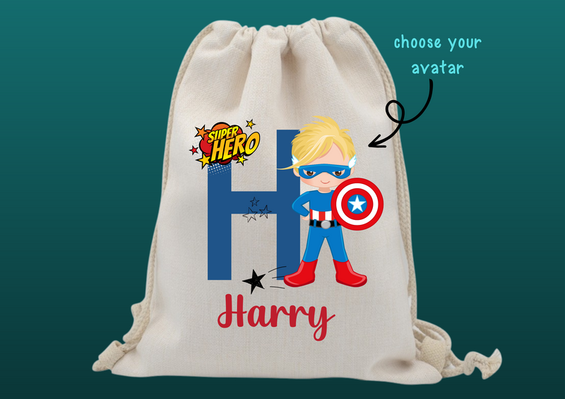 Personalised Superhero Drawstring Bag