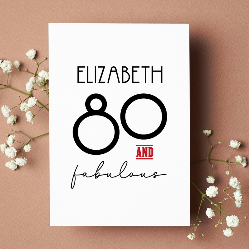 Personalised 80 & Fabulous Birthday Card