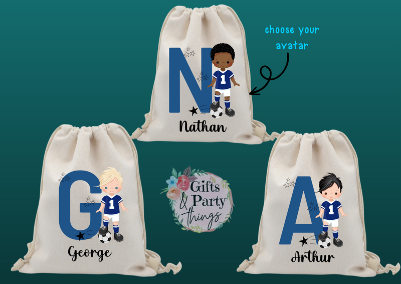 Personalised Footballer Drawstring Bag