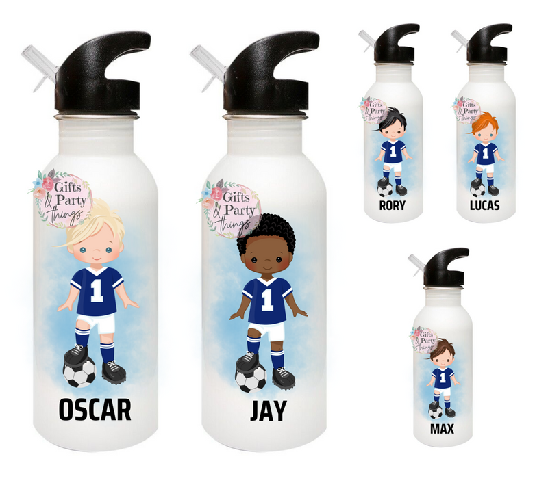 Personalised Footballer Water Bottle with Straw