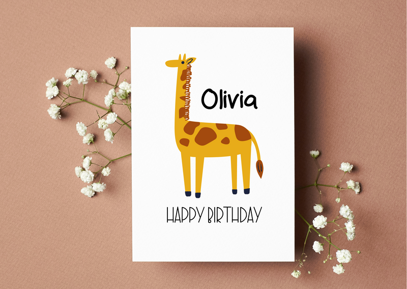 Personalised Happy Birthday Giraffe Card