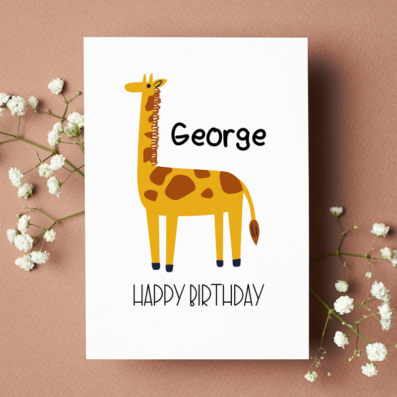 Personalised Happy Birthday Giraffe Card