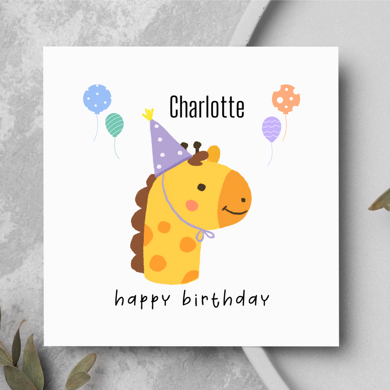 Personalised Happy Birthday Giraffe Card