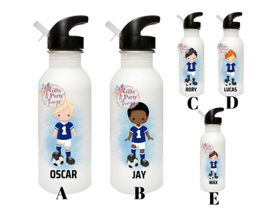 Personalised Footballer Water Bottle with Straw