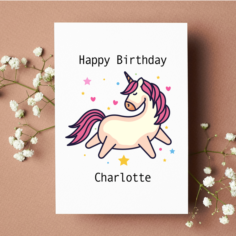 Personalised Happy Birthday Unicorn Card