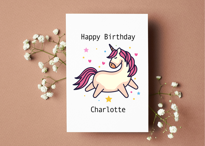 Personalised Happy Birthday Unicorn Card