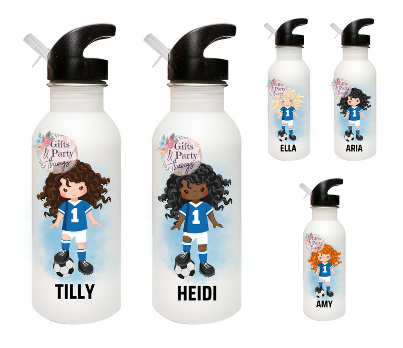 Personalised Footballer Water Bottle with Straw