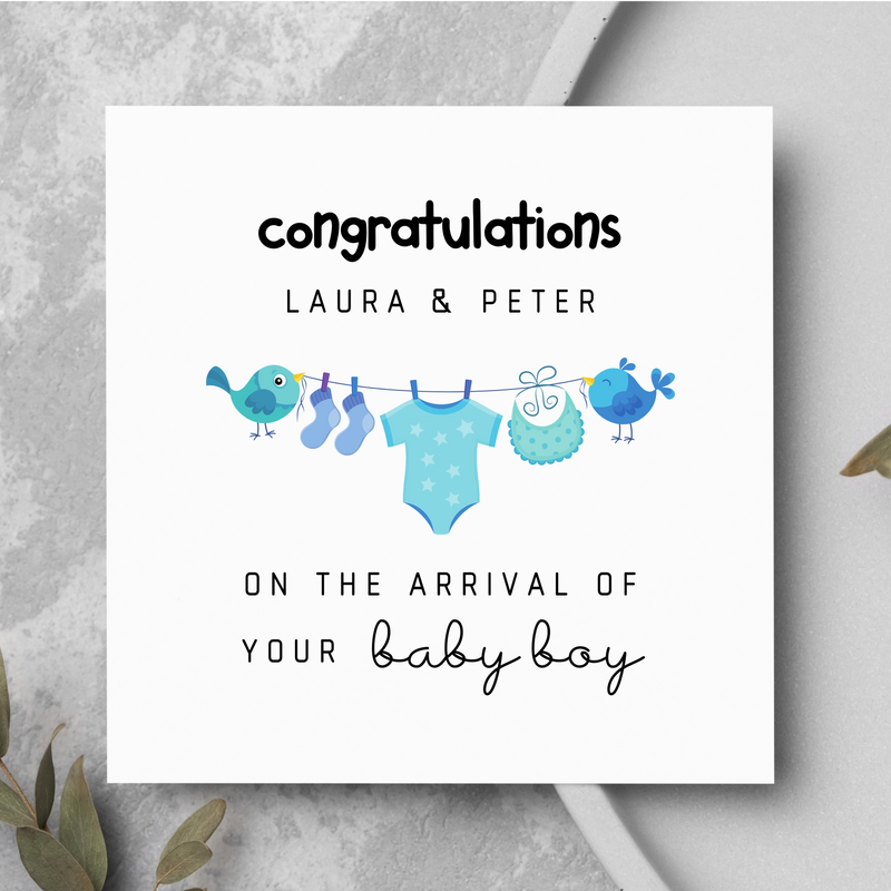 Personalised Congratulations On Your New Baby Boy Card