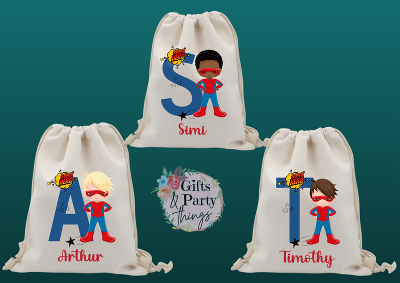 Personalised Superhero Drawstring Bag