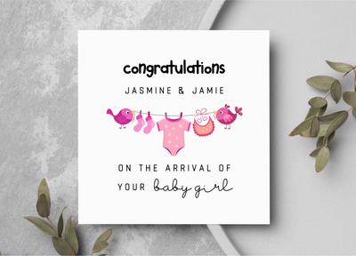 congrats on the arrival of your newborn card