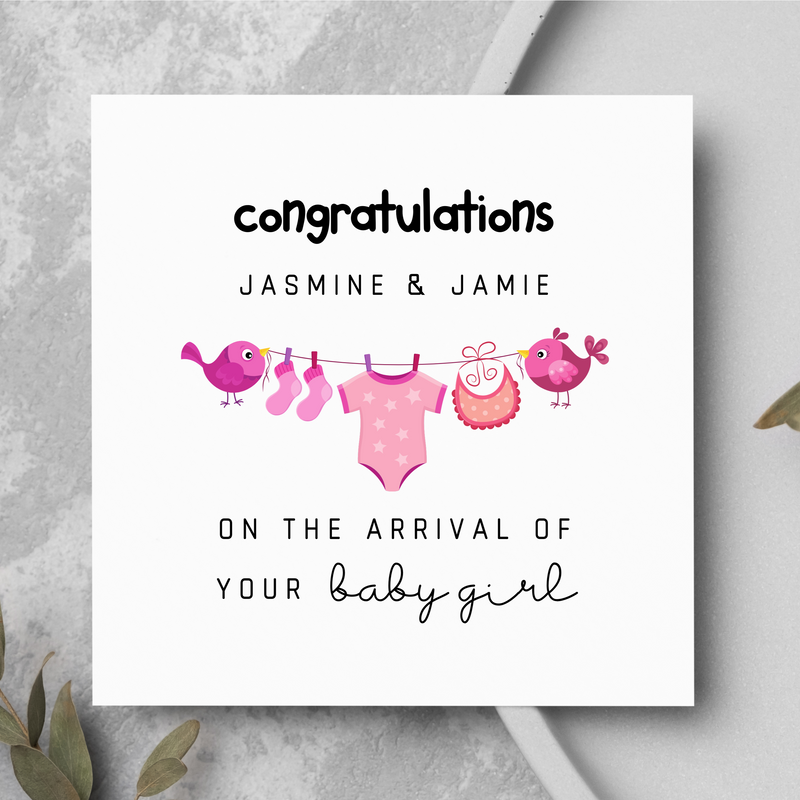 Personalised Congratulations On Your New Baby Girl Card