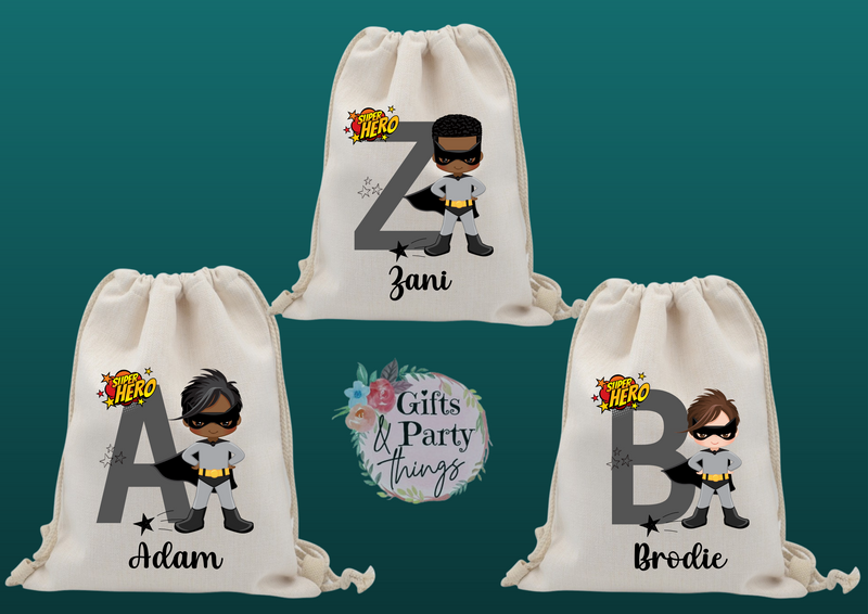 Personalised Superhero Drawstring Bag