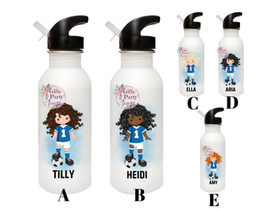 Personalised Footballer Water Bottle with Straw