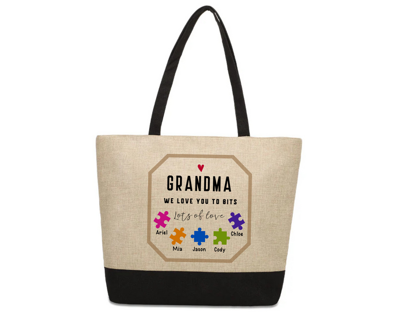 Personalised Linen Jute Bag for Grandma