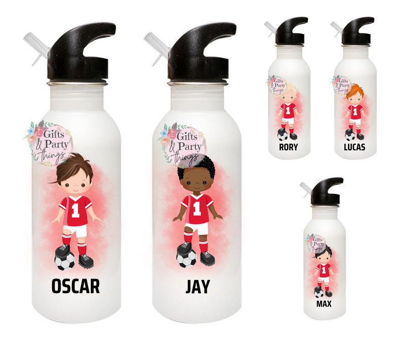 Personalised Footballer Water Bottle with Straw