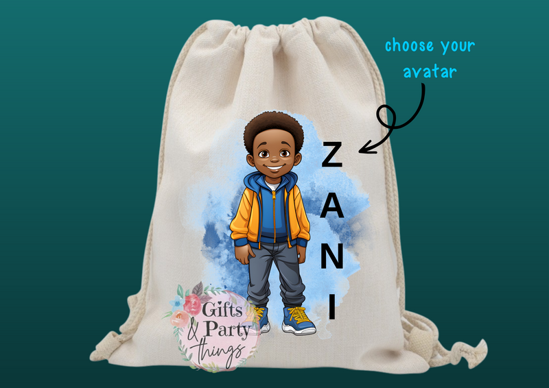 Personalised Cute Boy Drawstring Bag