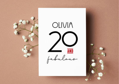 Personalised 20 & Fabulous Birthday Card