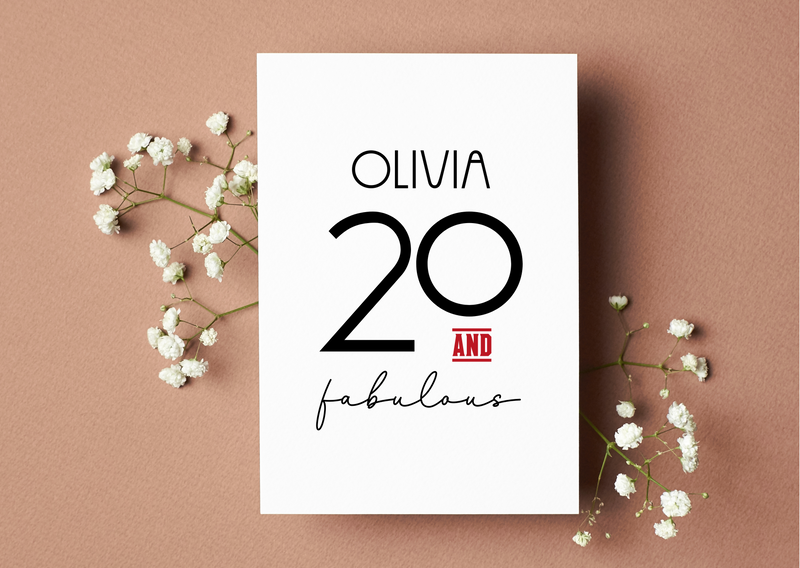 Personalised 20 & Fabulous Birthday Card