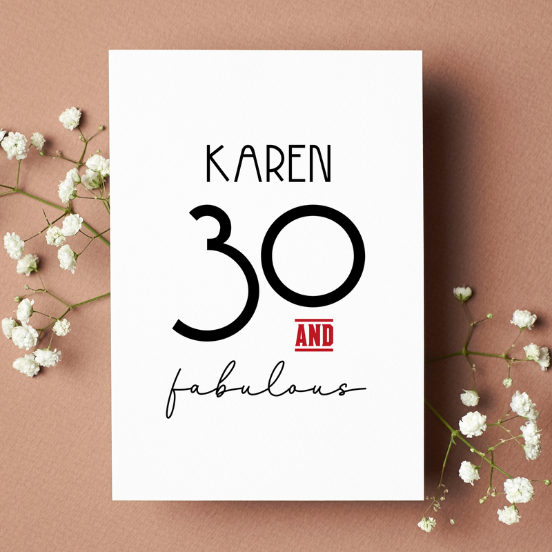 Personalised 30 & Fabulous Birthday Card