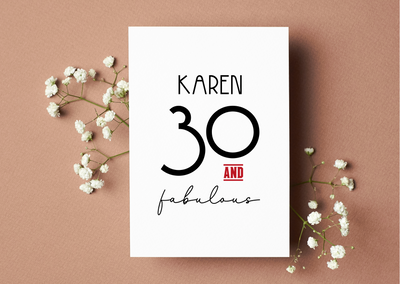 Personalised 30 & Fabulous Birthday Card