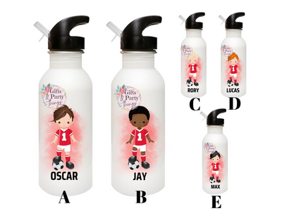 Personalised Footballer Water Bottle with Straw