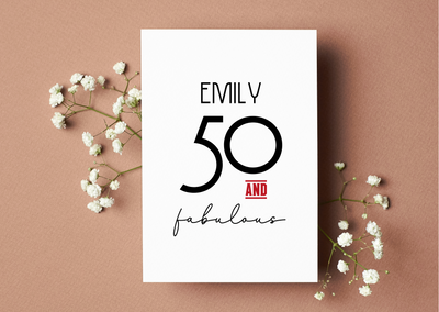 Personalised 50 & Fabulous Birthday Card