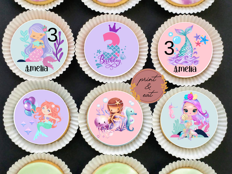 Personalised Edible Mermaid Cupcake toppers