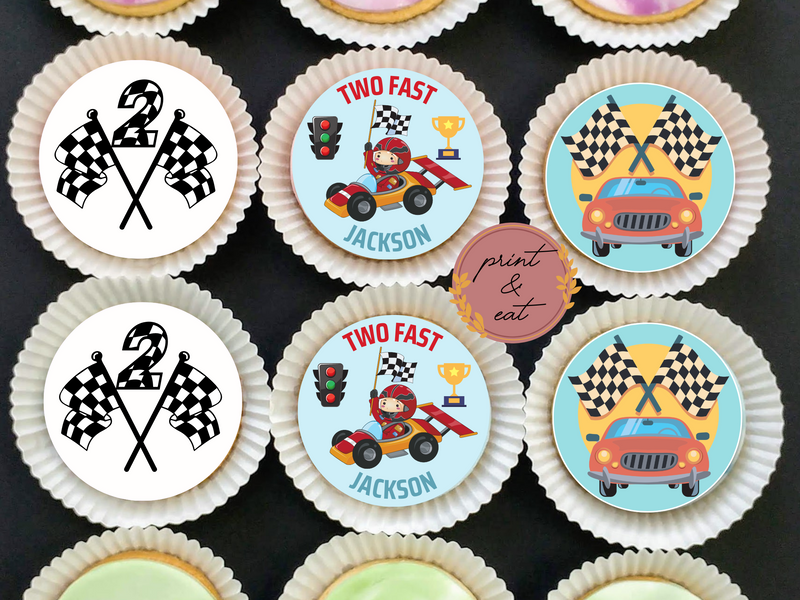 Personalised Edible Two Fast Cupcake toppers