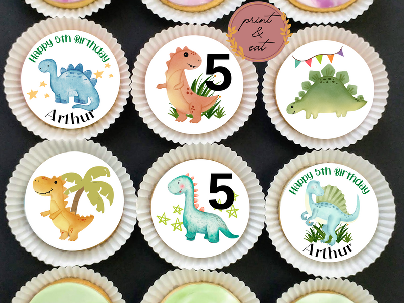 Personalised Edible Dinosaur Cupcake toppers