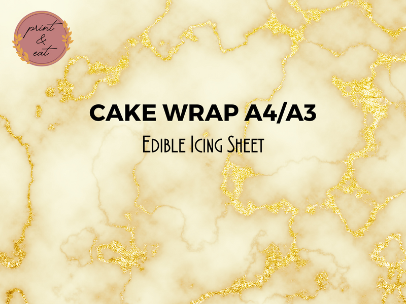 Edible Gold Marble Cake Wrap in A4 or A3 - Edible Icing Sheet