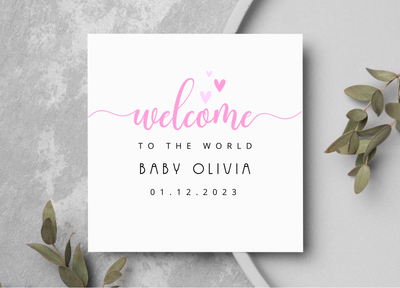 Personalised Welcome To The World New Baby Girl Card