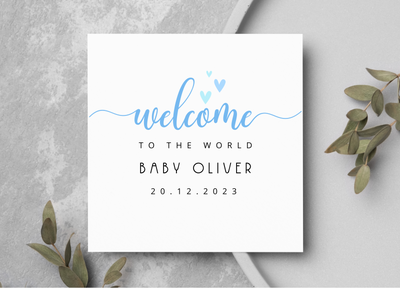 Personalised Welcome To The World New Baby Boy Card