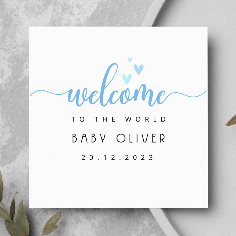 Personalised Welcome To The World New Baby Boy Card