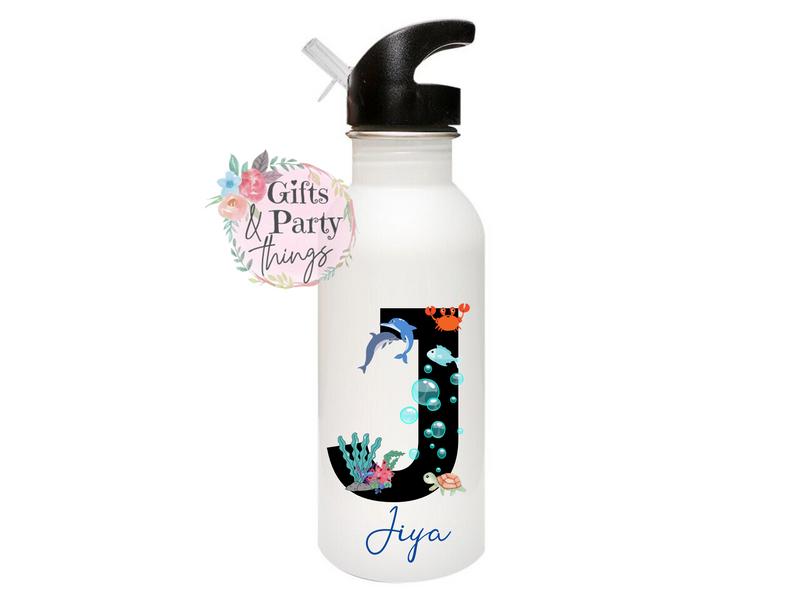 Personalised Letter/Name Water Bottle with Straw