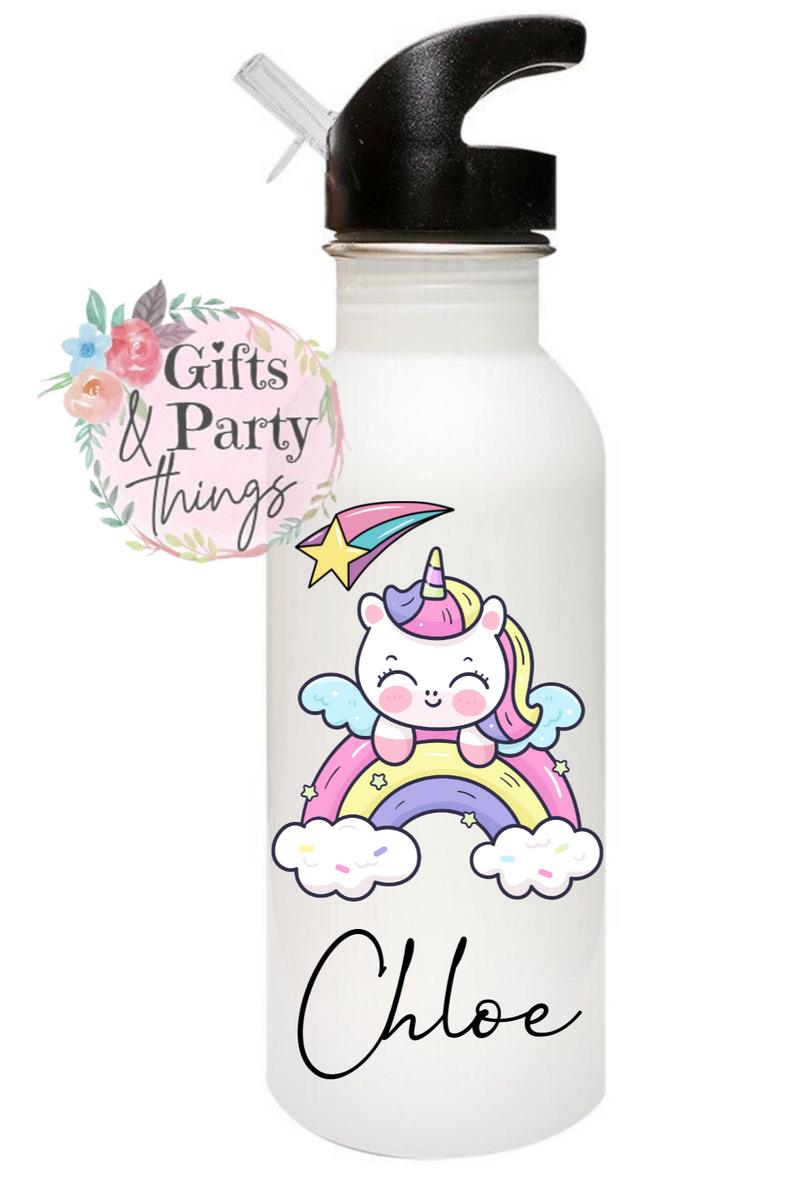 Personalised Unicorn Water Bottle with Straw