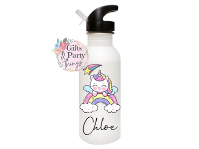 Personalised Unicorn Water Bottle with Straw