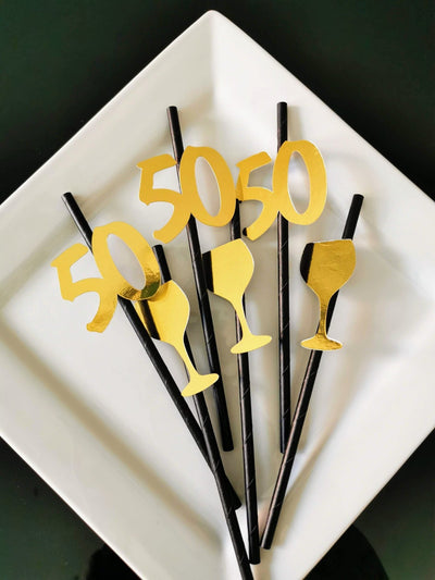 Black and Gold Paper Straws - giftsandpartythings