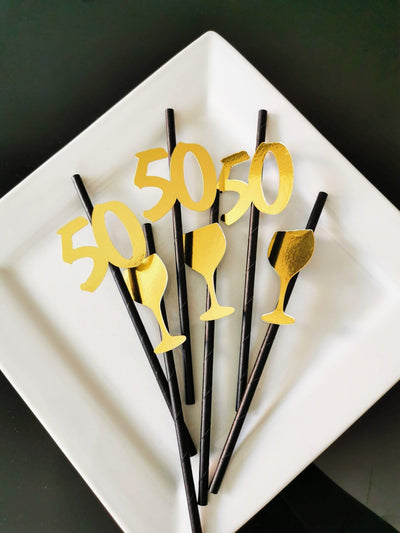 Black and Gold Paper Straws - giftsandpartythings