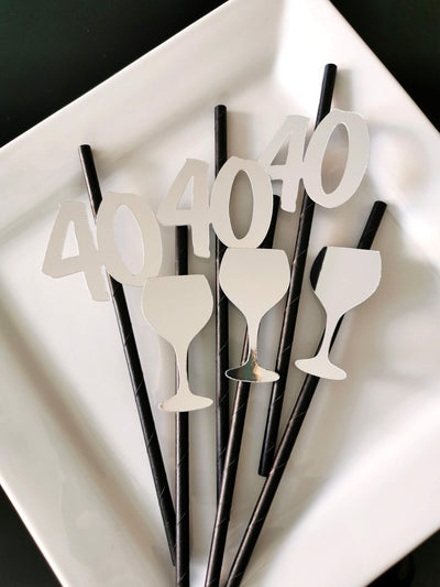 Black and Silver Paper Straws - giftsandpartythings