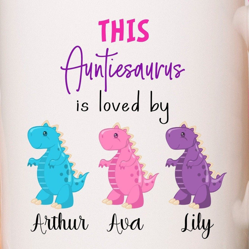 Custom Auntiesaurus Mug Gift for Auntie - giftsandpartythings