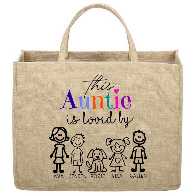 This Auntie Is Loved By Custom Linen Jute Bag