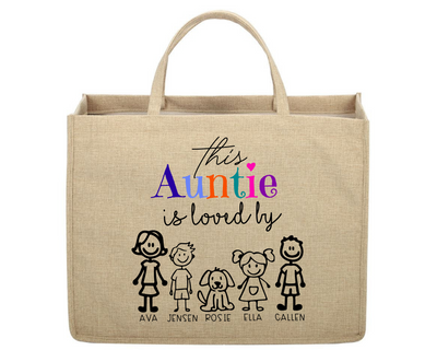 This Auntie Is Loved By Custom Linen Jute Bag