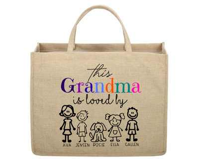 This Grandma Is Loved By Custom Linen Jute Bag