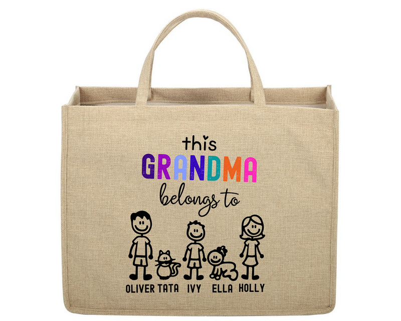 This Grandma Belongs To Custom Linen Jute Bag