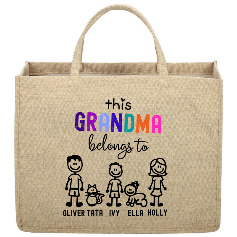 This Grandma Belongs To Custom Linen Jute Bag