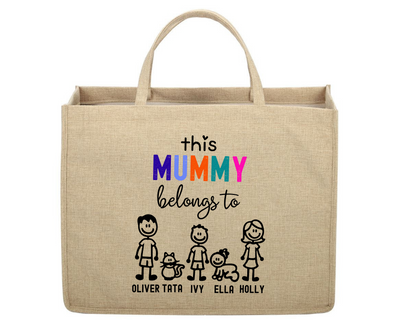 This Mummy Belongs To Custom Linen Jute Bag