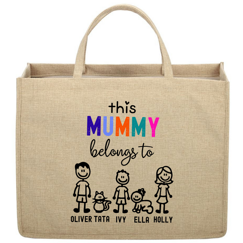 This Mummy Belongs To Custom Linen Jute Bag